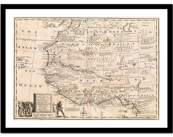 Old Map of Ghana Nigeria Africa 1747 - Art Print - Vintage Poster - Antique Old Picture - Retro Wall Art Decor - S - XXL MAF014