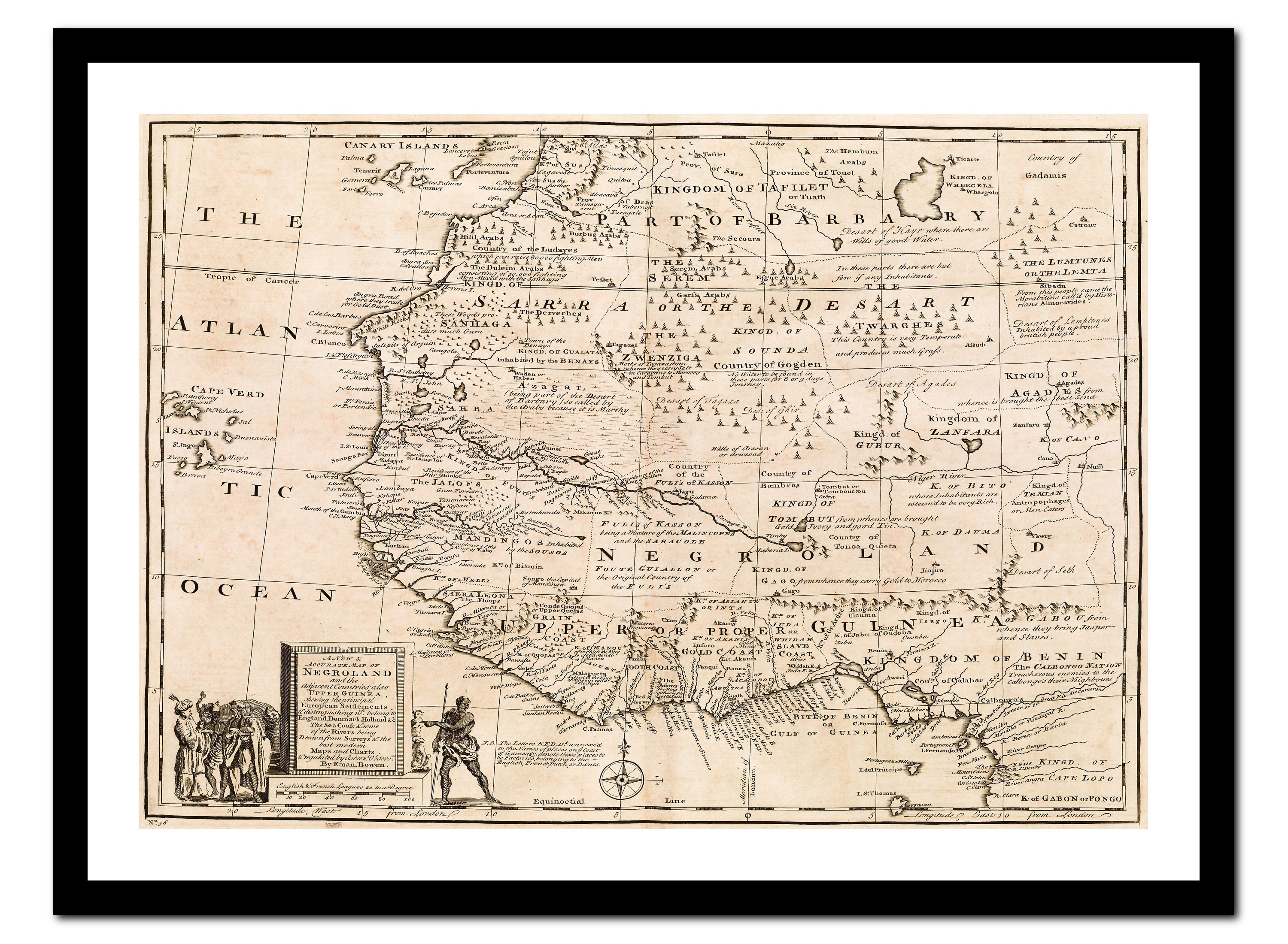 Old Map of Ghana Nigeria Africa 1747 - Art Print - Vintage Poster - Antique Old Picture - Retro Wall Art Decor - S - XXL MAF014
