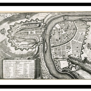Ancienne carte de Prague, Europe tchèque 1712 - impression d'art - affiche vintage - tableau ancien antique - art déco mural rétro - S - XXL MCZ001