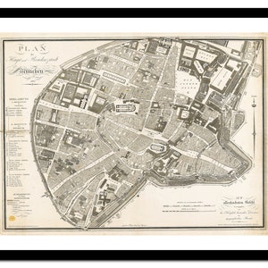 Ancienne carte de Munich Allemagne Europe 1806 - impression d'art - affiche vintage - tableau ancien antique - art déco mural rétro - S - XXL MDE007