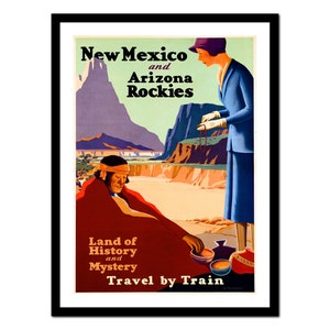 Nuovo Messico USA - Stampa d'arte di viaggio - Arte antica vintage - Vecchia stampa antica - Arte da parete retrò - A5 A4 A3 A2 A1 A0 - Senza cornice (P-tr 018)