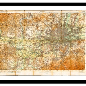Ancienne carte de Londres, Angleterre, Royaume-Uni, Europe 1921 - impression d'art - affiche vintage - tableau ancien antique - art déco mural rétro - S - XXL MUK002