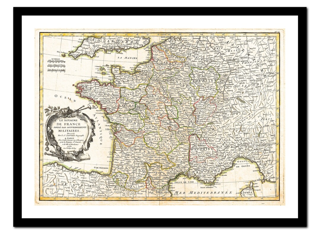 Old Map of France Europe 1762 - Art Print - Vintage Poster - Antique ...