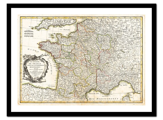 Old Map of France Europe 1762 Art Print Vintage Poster - Etsy