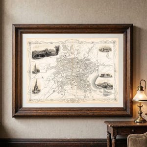 Edimburgo, Escocia, Reino Unido, 1815 - Lámina artística de mapa antiguo - Plano arquitectónico de calles de la ciudad - Decoración antigua escocesa - Arte mural histórico MUK058