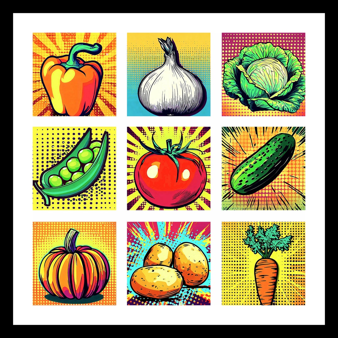 Kitchen Art Print Colourful Pop Art Fruit Vegetables Sweets Modern Kitchen Art Print Colourful Pop Art Fruit Vegetables Sweets Modern