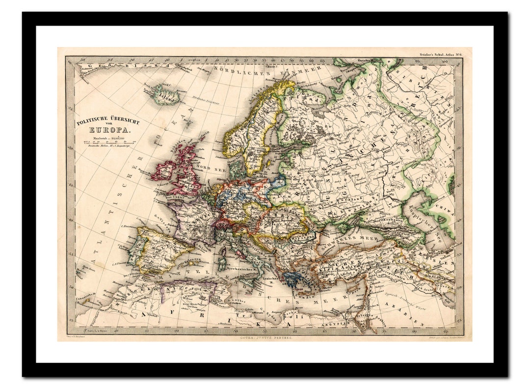 Old Map of Europe 1862 - Art Print - Vintage Poster - Antique Old ...