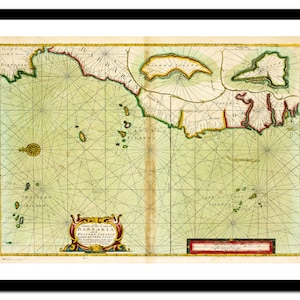 Alte Karte von Kap Verde 1702 - Nautisches Meer Art Print - Vintage Poster - Antik altes Bild - Retro Wand Kunst Dekor - S - XXL MSM008