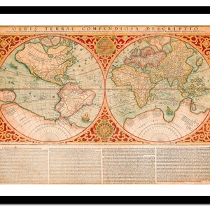 Alte Weltkarte 1637 - Kunstdruck - Vintage Poster - Antik altes Bild - Retro Wand-Kunst Dekor - S - XXL MWO012