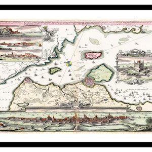 Alte Landkarte von Kopenhagen Dänemark Europa 1716 - Kunstdruck - Vintage Poster - Antik altes Bild - Retro Wandkunst Dekor - S - XXL MDK003