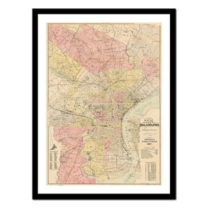 Alte Karte von Philadelphia USA Nordamerika 1897 - Vintage Karte Poster - Antikes altes Bild - Retro Wand Kunst Dekor - S - XXL MUS001