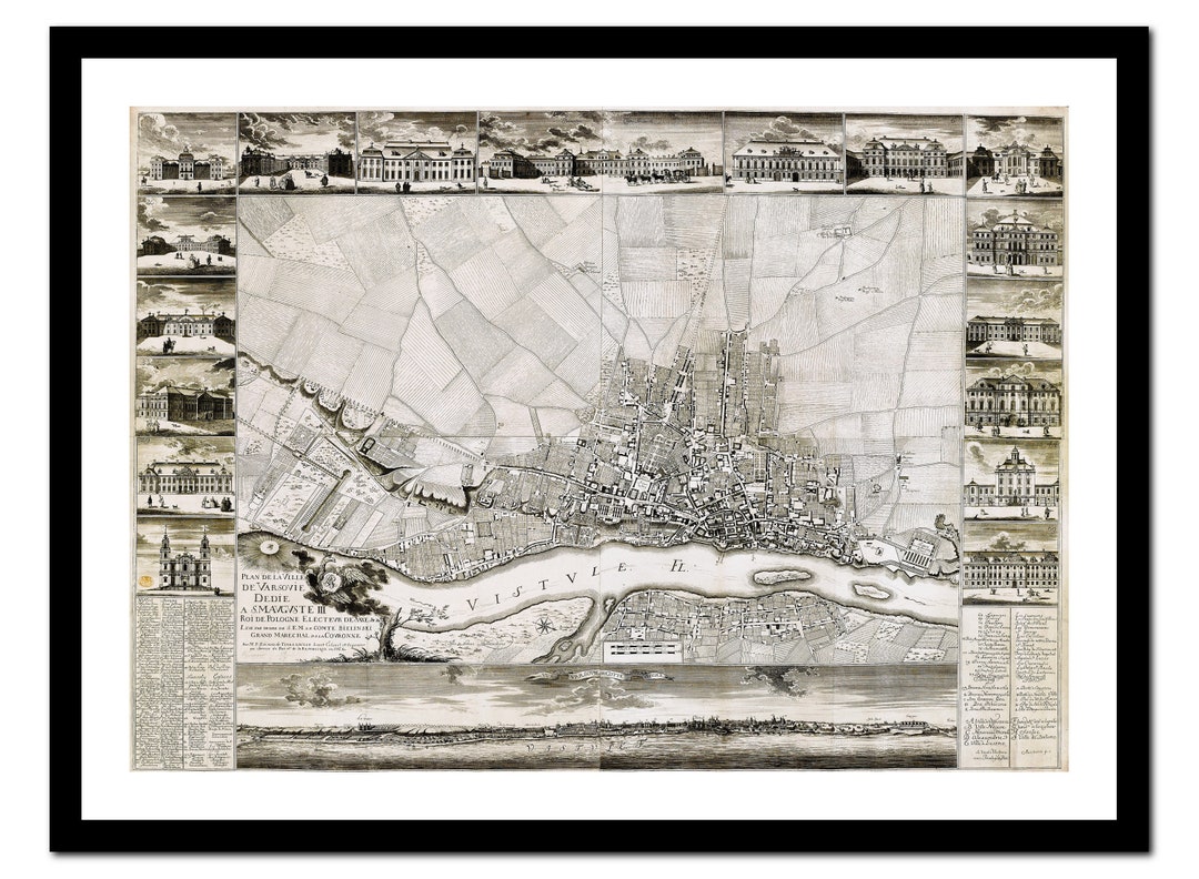 Old Map of Warsaw Poland Europe 1762 - Art Print - Vintage Poster ...