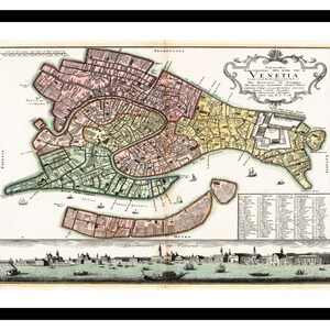 Mapa antiguo de Venecia, Italia, Europa, 1716 - Lámina artística - Póster vintage - Imagen antigua - Decoración de pared retro - S - XXL MIT007
