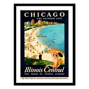 Poster di viaggio di Chicago USA - Stampa d'arte vintage - Vecchia immagine antica - Decorazione d'arte da parete retrò - A5 A4 A3 A2 A1 A0 (P-tr 005)