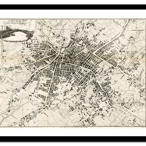Alte Karte von Manchester England UK Europa 1821 - Kunstdruck - Vintage Poster - Antik altes Bild - Retro Wand Kunst Dekor - S - XXL MUK024