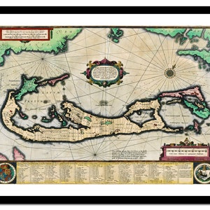 Alte Karte von Bermuda Karibik Amerika 1633 - Kunstdruck - Vintage Poster - Antik altes Bild - Retro Wand Kunst Dekor - S - XXL MAM008