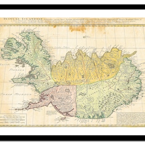 Alte Landkarte Island Europa 1761 - Art Print - Vintage Poster - Antik altes Bild - Retro Wandkunst Dekor - S - XXL MIS001