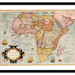 Alte Landkarte Afrika 1623 - Art Print - Vintage Poster - Antik altes Bild - Retro Wand Kunst Dekor - S - XXL MAF018