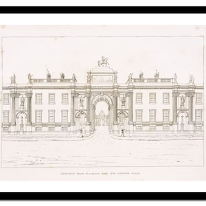 Lámina de arquitectura de Londres - Dibujo de boceto - Póster vintage - Imagen antigua - Decoración de pared retro - S - XXL (D-AR 002)