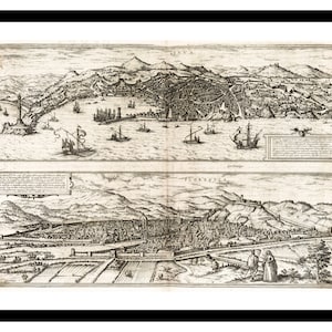 Mapa antiguo de Génova, Florencia, Italia, Europa, 1575 - Lámina artística - Póster vintage - Imagen antigua - Decoración de pared retro - S - XXL MIT012