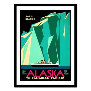 Poster di viaggio Alaska USA - Stampa d'arte vintage - Vecchia immagine antica - Decorazione d'arte da parete retrò - A5 A4 A3 A2 A1 A0 (P-tr 008)