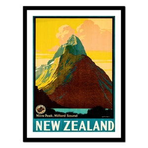 Poster di viaggio in Nuova Zelanda - Stampa d'arte vintage - Vecchia immagine antica - Decorazione d'arte da parete retrò - A5 A4 A3 A2 A1 A0 (P-tr 020)