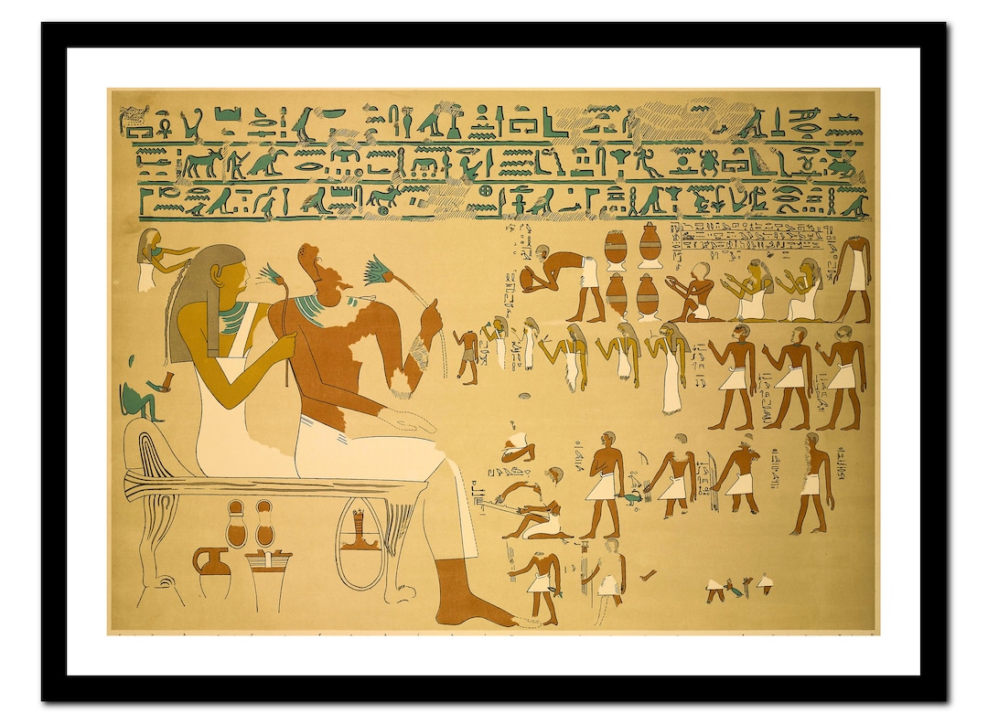 Egyptian Art Print - Ancient Pyramid God Painting - Vintage Poster ...