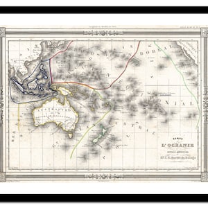 Alte Landkarte Australien Polynesien 1852 - Kunstdruck - Vintage Poster - Antik altes Bild - Retro Wandkunst Dekor - S - XXL MAU003