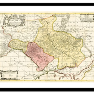 Alte Landkarte der Ukraine Europa 1705 - Kunstdruck - Vintage Poster - Antik altes Bild - Retro Wandkunst Dekor - S - XXL MUA001