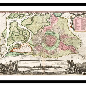 Mapa antiguo de Viena, Austria, Europa, 1716 - Lámina artística - Póster vintage - Cuadro antiguo - Decoración de pared retro - S - XXL MAT003