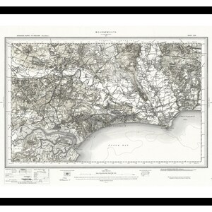 Ancienne carte de Bournemouth, Angleterre, Royaume-Uni 1904 - impression d'art - affiche vintage - tableau ancien antique - art déco mural rétro - S - XXL MUK072