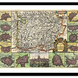 Alte Landkarte von Bayern Deutschland Europa 1747 - Kunstdruck - Vintage Poster - Antik altes Bild - Retro Wandkunst Dekor - S - XXL MDE002
