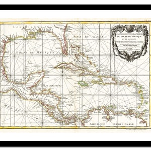 Alte Karte karibischer Inseln Amerika 1762 - Kunstdruck - Vintage Poster - Antik altes Bild - Retro Wandkunst Dekor - S - XXL MAM006