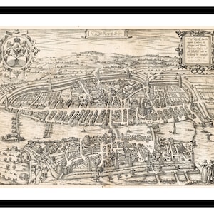 Mapa antiguo de Zúrich, Suiza, Europa, 1581. Lámina artística. Póster vintage. Imagen antigua. Decoración de pared retro. Tallas S a XXL. MCH003