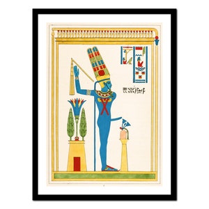 Impresión de arte egipcio - Pintura del dios de la antigua pirámide - Póster vintage - Imagen antigua - Decoración de arte de pared retro - S - XXL (A-EG 006)