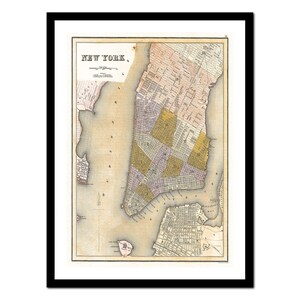 Ancienne carte de New York, États-Unis d'Amérique du Nord 1839 - impression d'art - affiche vintage - tableau ancien antique - art déco mural rétro - S - XXL MUS011