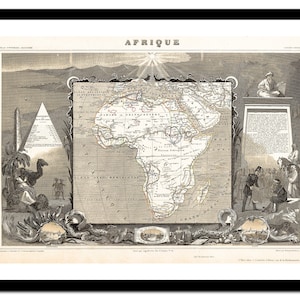 Alte Landkarte Afrika 1847 - Art Print - Vintage Poster - Antik altes Bild - Retro Wand Kunst Dekor - S - XXL MAF007
