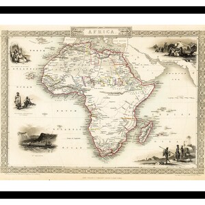 Mapa antigo da África 1851 - Impressão artística - Pôster vintage - Imagem antiga antiga - Decoração de arte de parede retrô - S - XXL MAF015