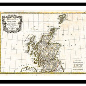 Ancienne carte de l'Ecosse Royaume-Uni Europe 1772 - impression d'art - affiche vintage - tableau ancien antique - art déco mural rétro - S - XXL MUK013