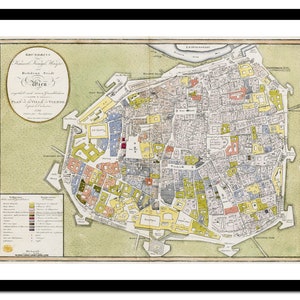 Alte Landkarte von Wien Österreich Europa 1799 - Kunstdruck - Vintage Poster - Antik altes Bild - Retro Wandkunst Dekor - S - XXL MAT002