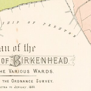 Old Map of Birkenhead England UK 1882 - Art Print - Vintage Poster ...