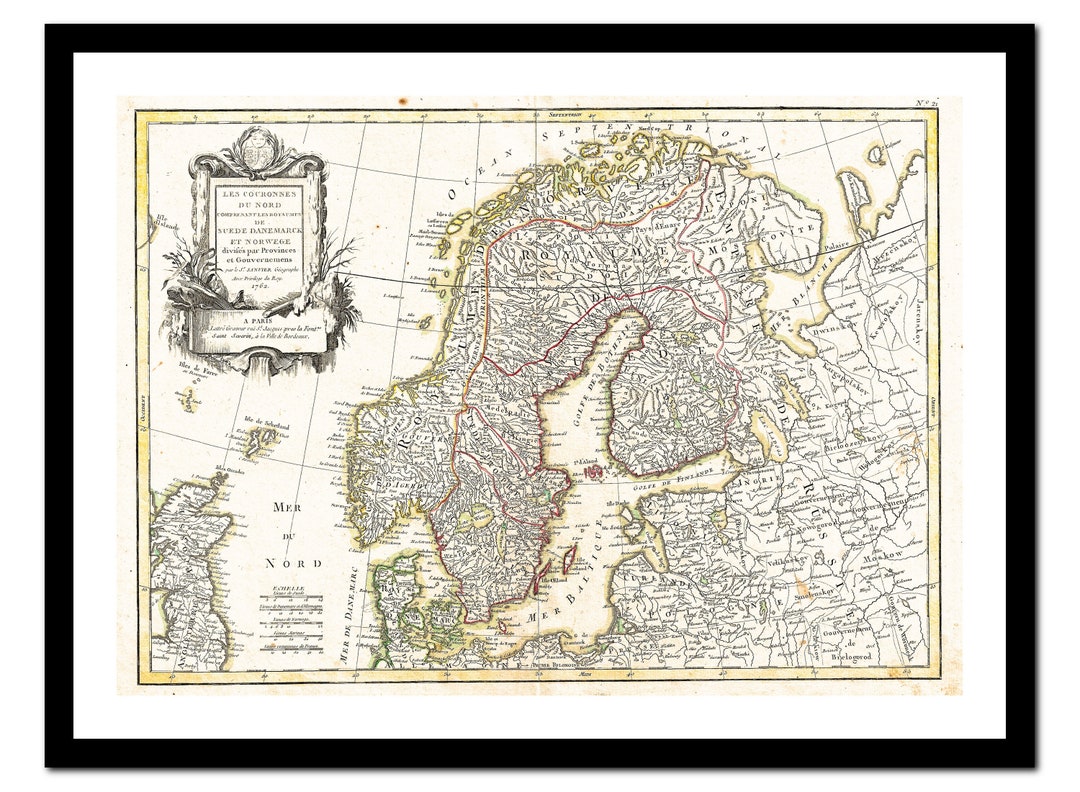 Old Map of Norway Sweden Finland Europe 1762 - Art Print - Vintage ...