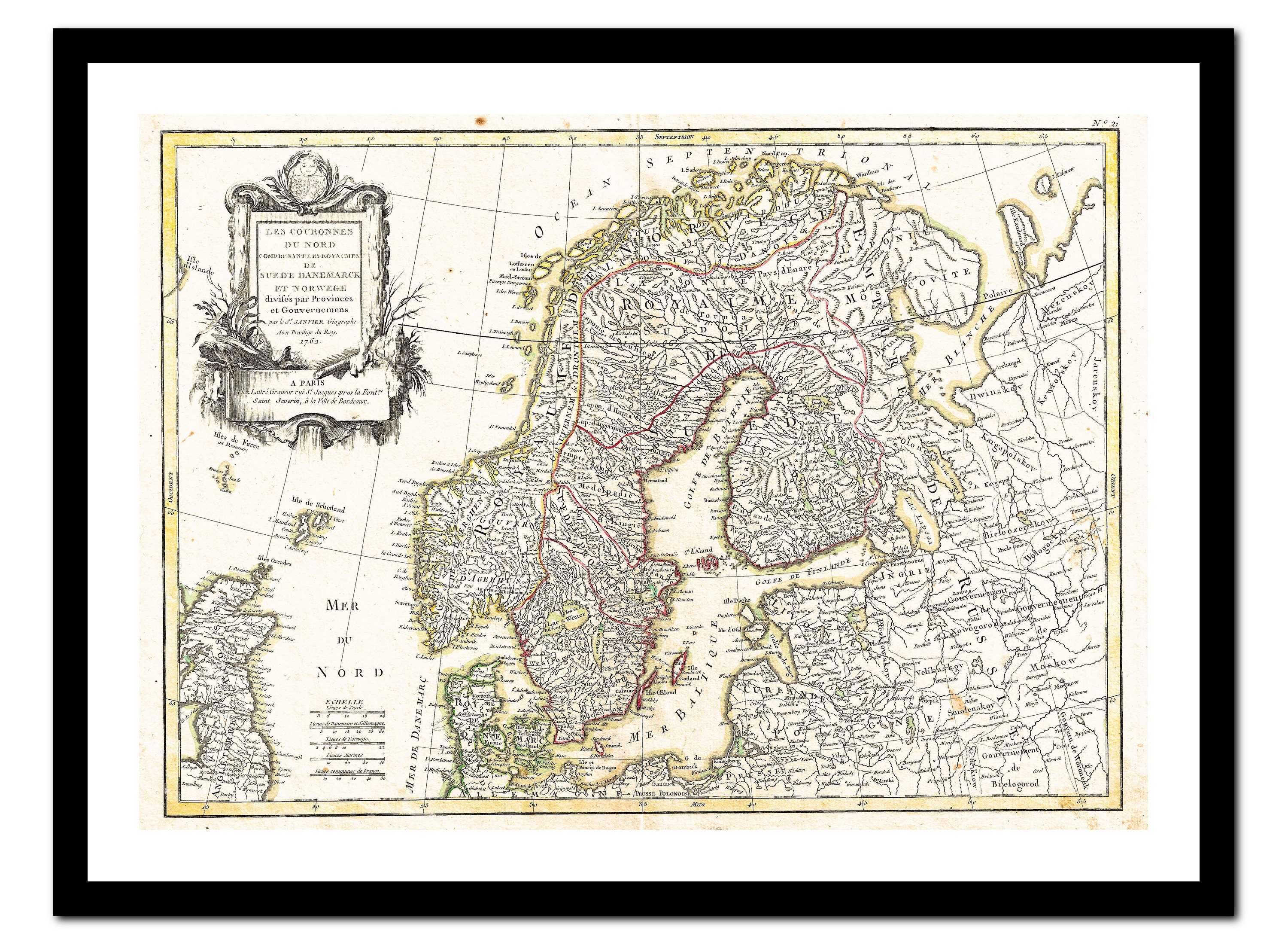 Old Map of Norway Sweden Finland Europe 1762 Art Print Vintage Poster ...
