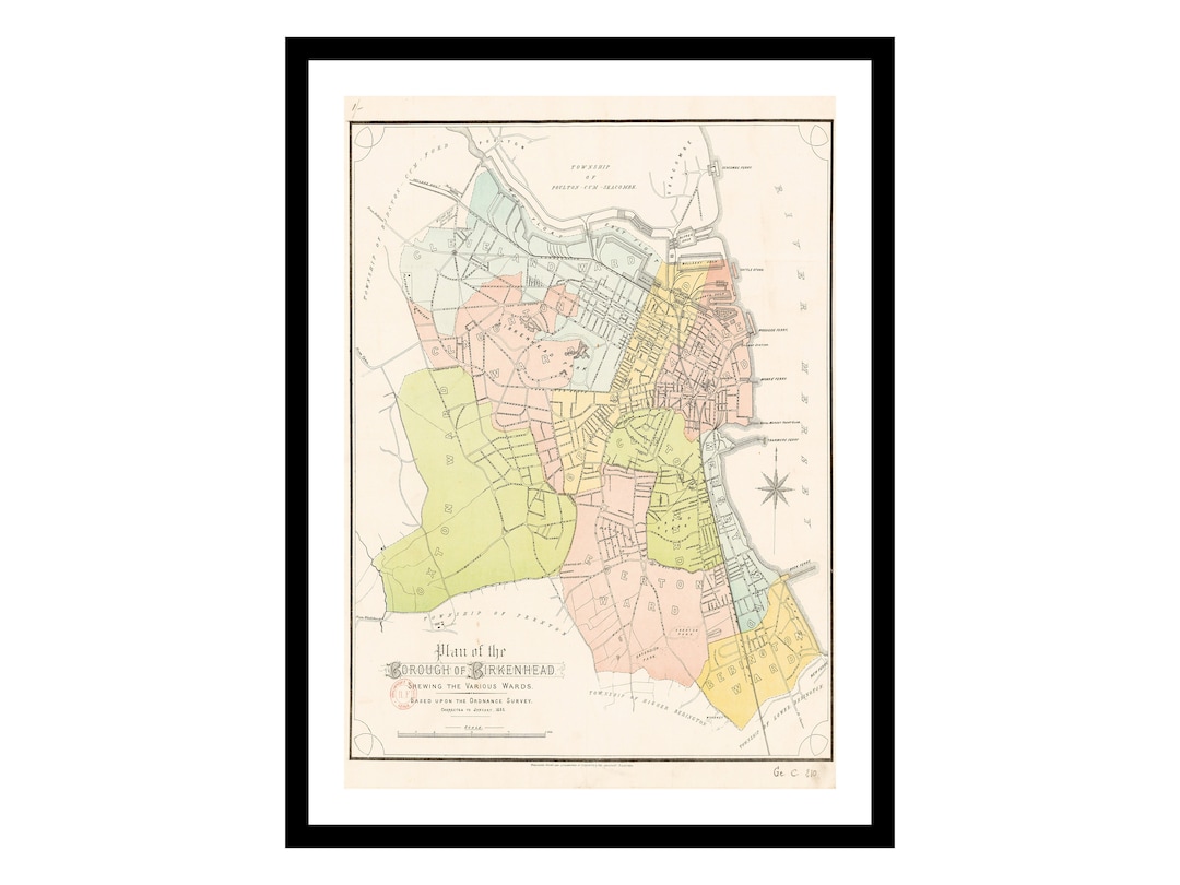 Old Map of Birkenhead England UK 1882 - Art Print - Vintage Poster ...