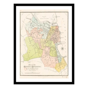 Oude kaart van Birkenhead, Engeland, Verenigd Koninkrijk, 1882 - Kunstafdruk - Vintage poster - Antieke oude foto - Retro Wall Art Decor - S - XXL MUK070