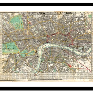 Ancienne carte de Londres Angleterre Royaume-Uni Europe 1848 - impression d'art - affiche vintage - tableau ancien antique - art déco mural rétro - S - XXL MUK009