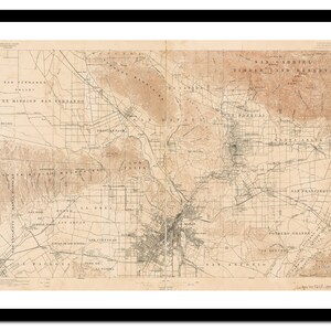Ancienne carte de Los Angeles USA Amérique du Nord 1896 - impression d'art - affiche vintage - tableau ancien antique - art déco mural rétro - S - XXL MUS004