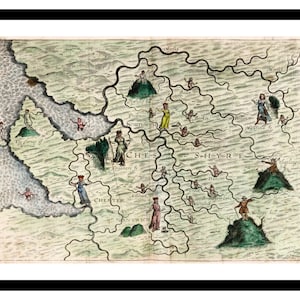 Alte Karte von Cheshire England UK 1622 - Kunstdruck - Vintage Poster - Antik altes Bild - Retro Wandkunst Dekor - S - XXL MUK043