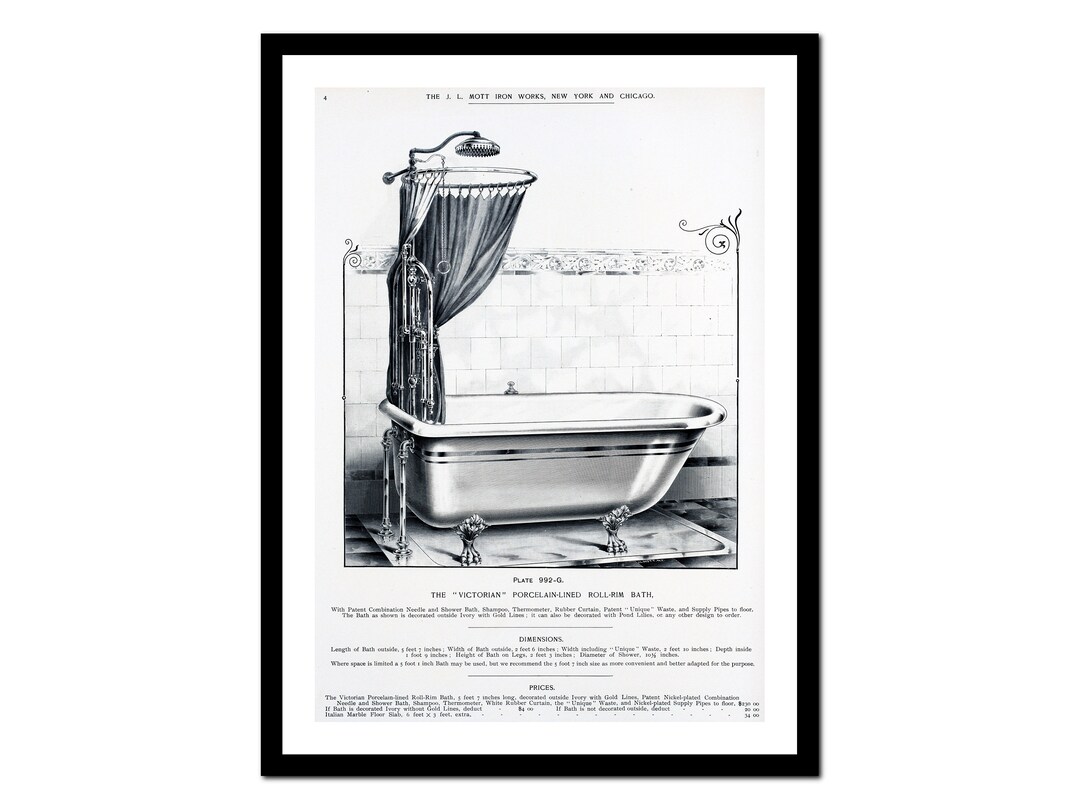 Bathroom Art Print Patent Drawings Signs Vintage Poster Antique Old