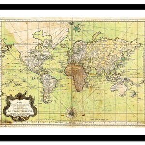 Alte Weltkarte 1778 - Art Print - Vintage Poster - Antikes altes Bild - Retro Wandkunst Dekor - S - XXL MWO008